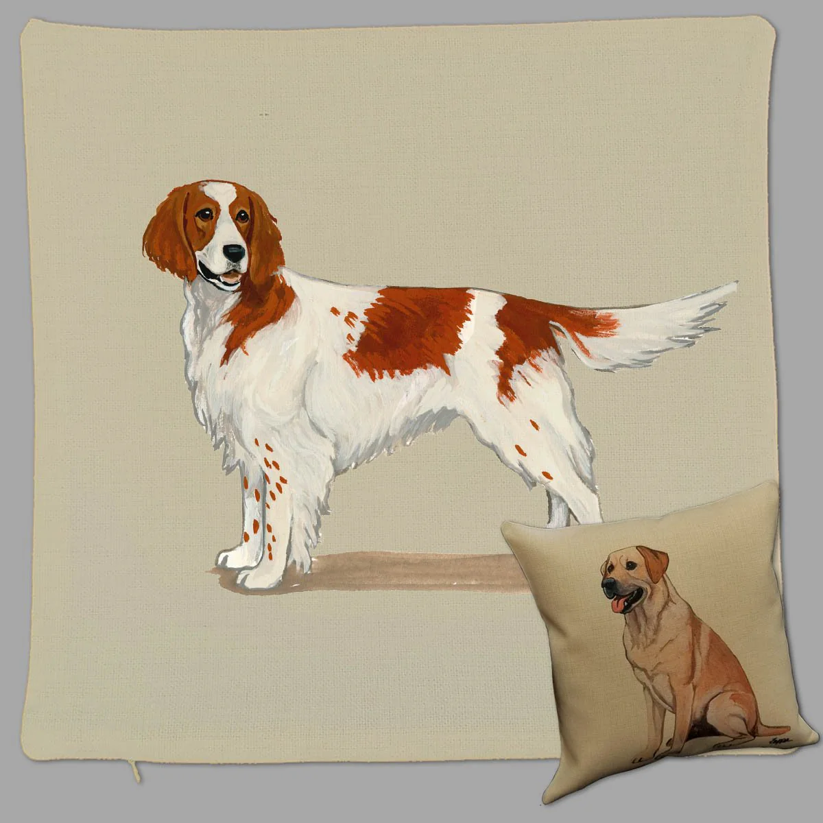 Irish Red & White Setter Pillow Cover