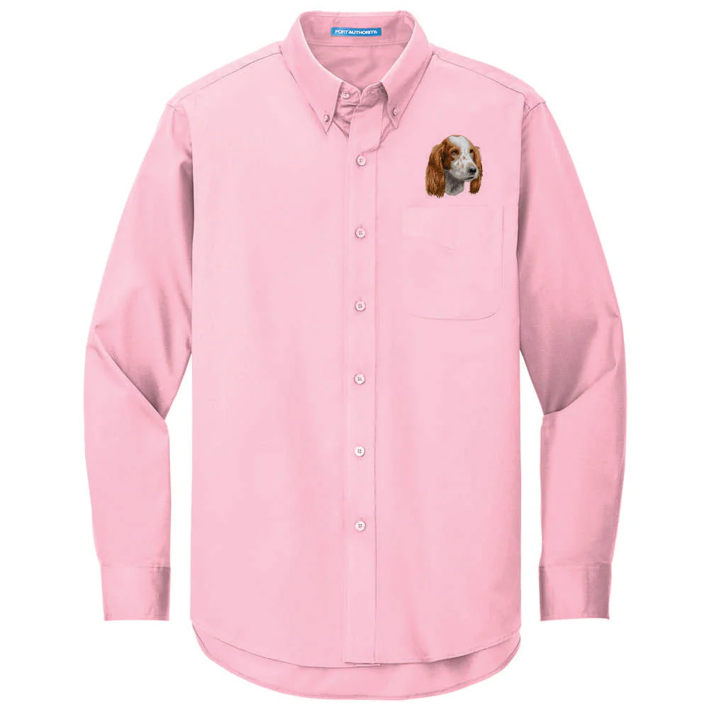 Irish Red & White Setter Embroidered Long Sleeve Button Up Shirt - Image 4