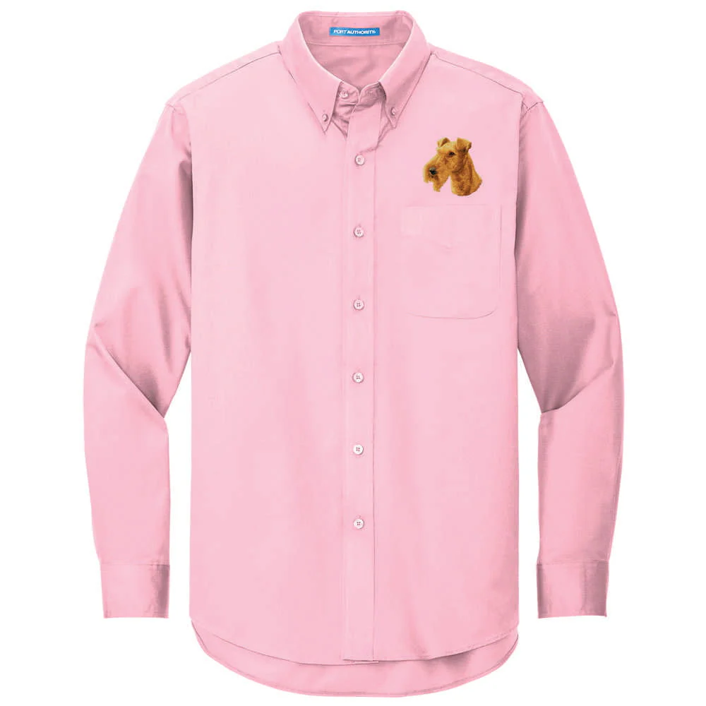 Irish Terrier Embroidered Long Sleeve Button Up Shirt - Image 4