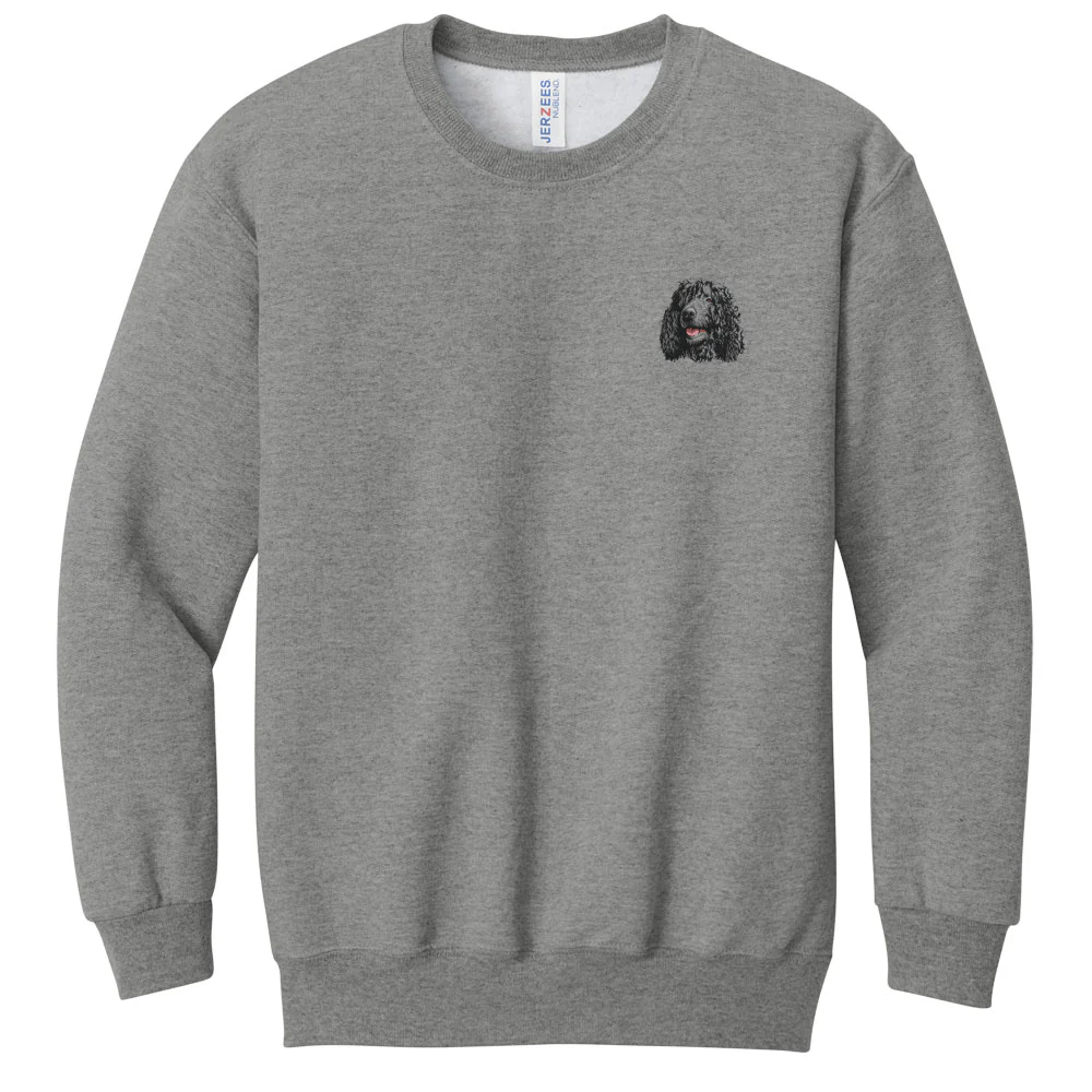 Irish Water Spaniel Embroidered Youth Crewneck Sweatshirt