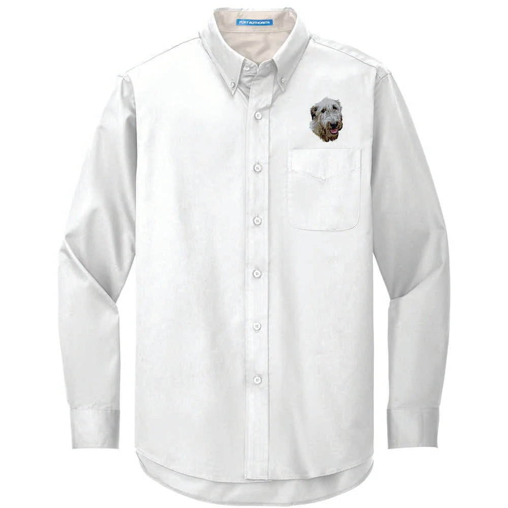 Irish Wolfhound Embroidered Long Sleeve Button Up Shirt - Image 2
