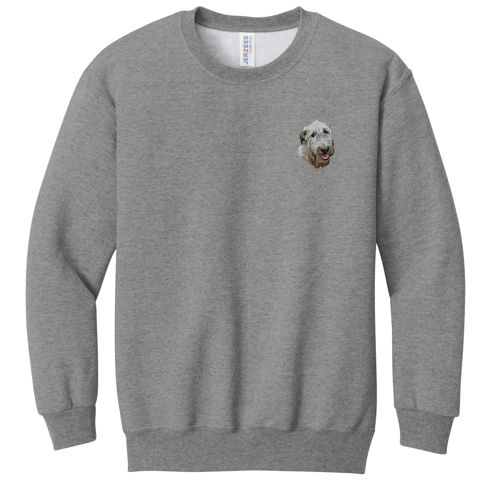 Irish Wolfhound Embroidered Youth Crewneck Sweatshirt