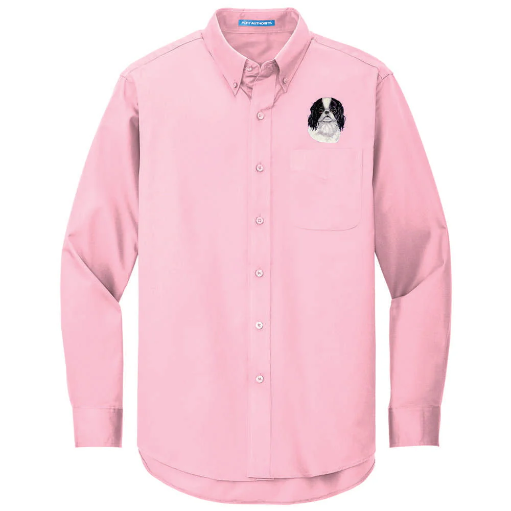 Japanese Chin Embroidered Long Sleeve Button Up Shirt - Image 4