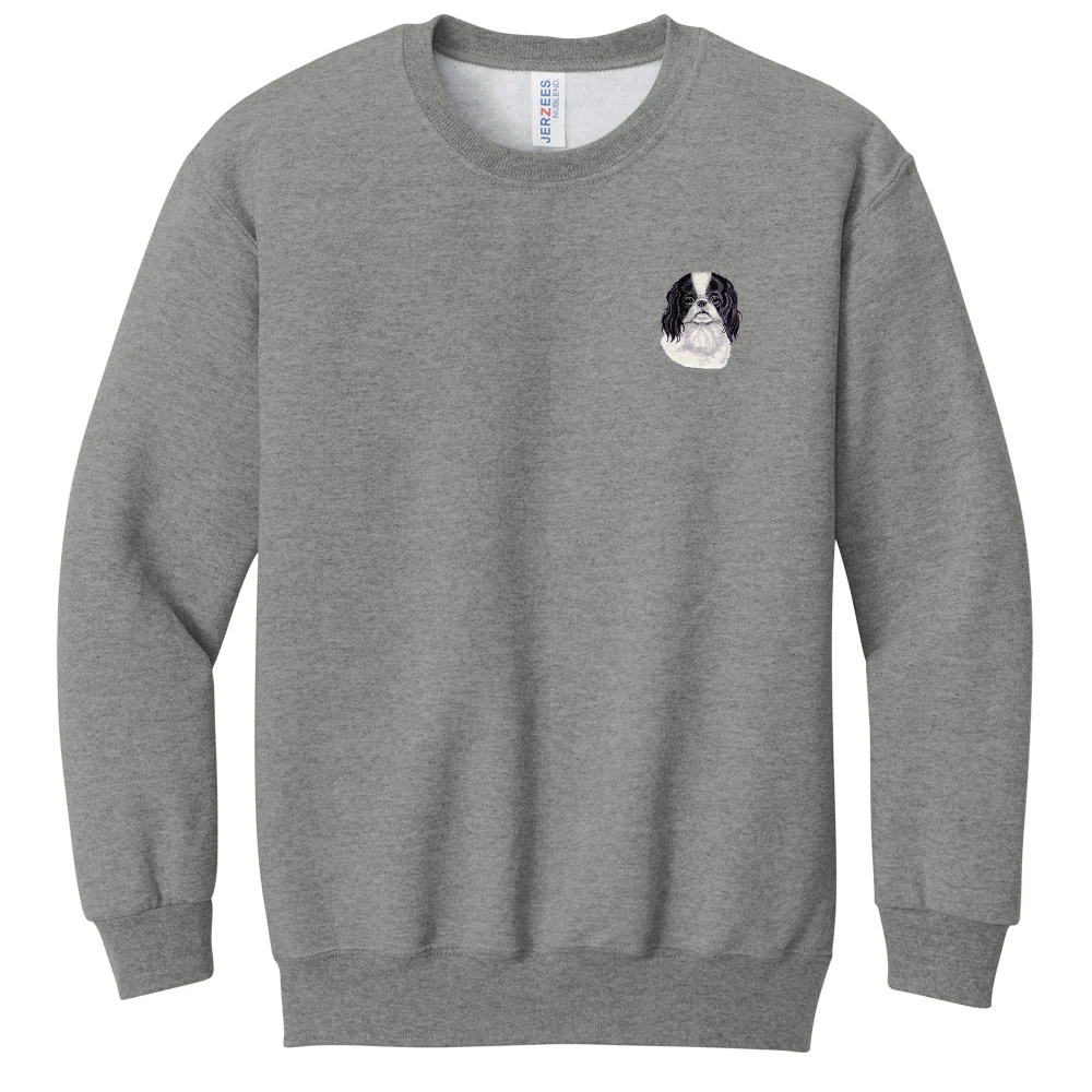 Japanese Chin Embroidered Youth Crewneck Sweatshirt