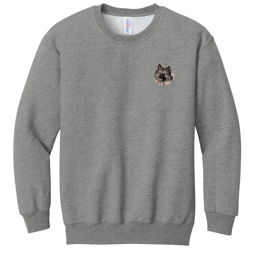 Keeshond Embroidered Youth Crewneck Sweatshirt