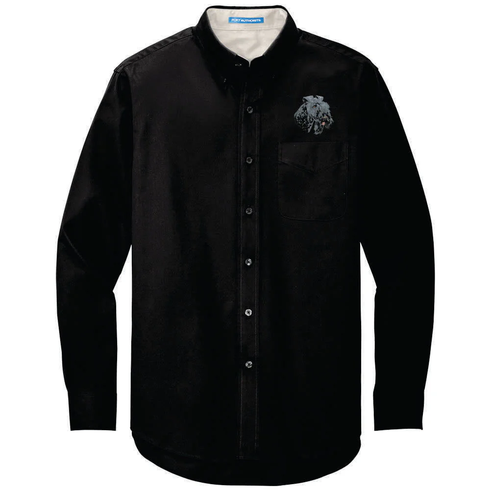 Kerry Blue Terrier Embroidered Long Sleeve Button Up Shirt - Image 3