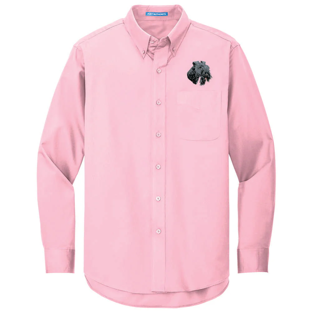 Kerry Blue Terrier Embroidered Long Sleeve Button Up Shirt - Image 4