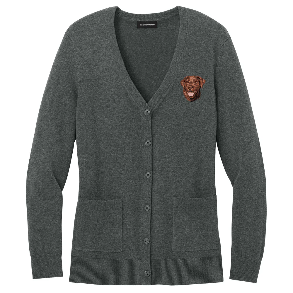 Labrador Retriever Embroidered Button-Up Cardigan Sweater - Image 2