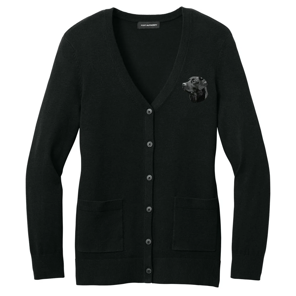 Labrador Retriever Embroidered Button-Up Cardigan Sweater - Image 3