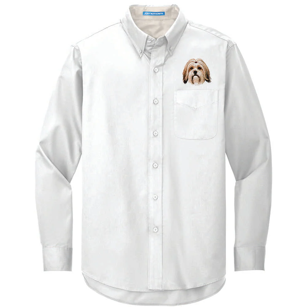 Lhasa Apso Embroidered Long Sleeve Button Up Shirt - Image 2