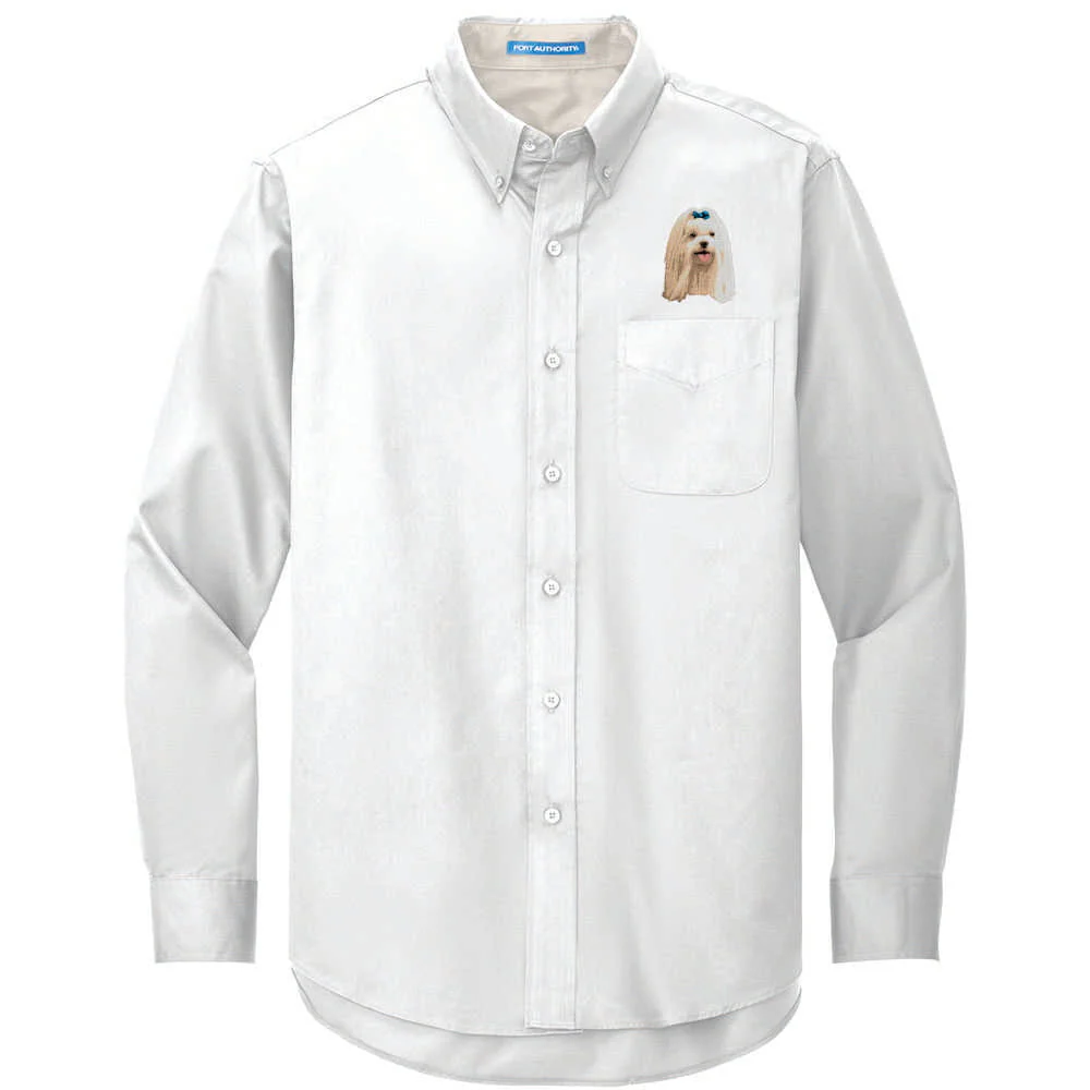 Maltese Embroidered Long Sleeve Button Up Shirt - Image 2