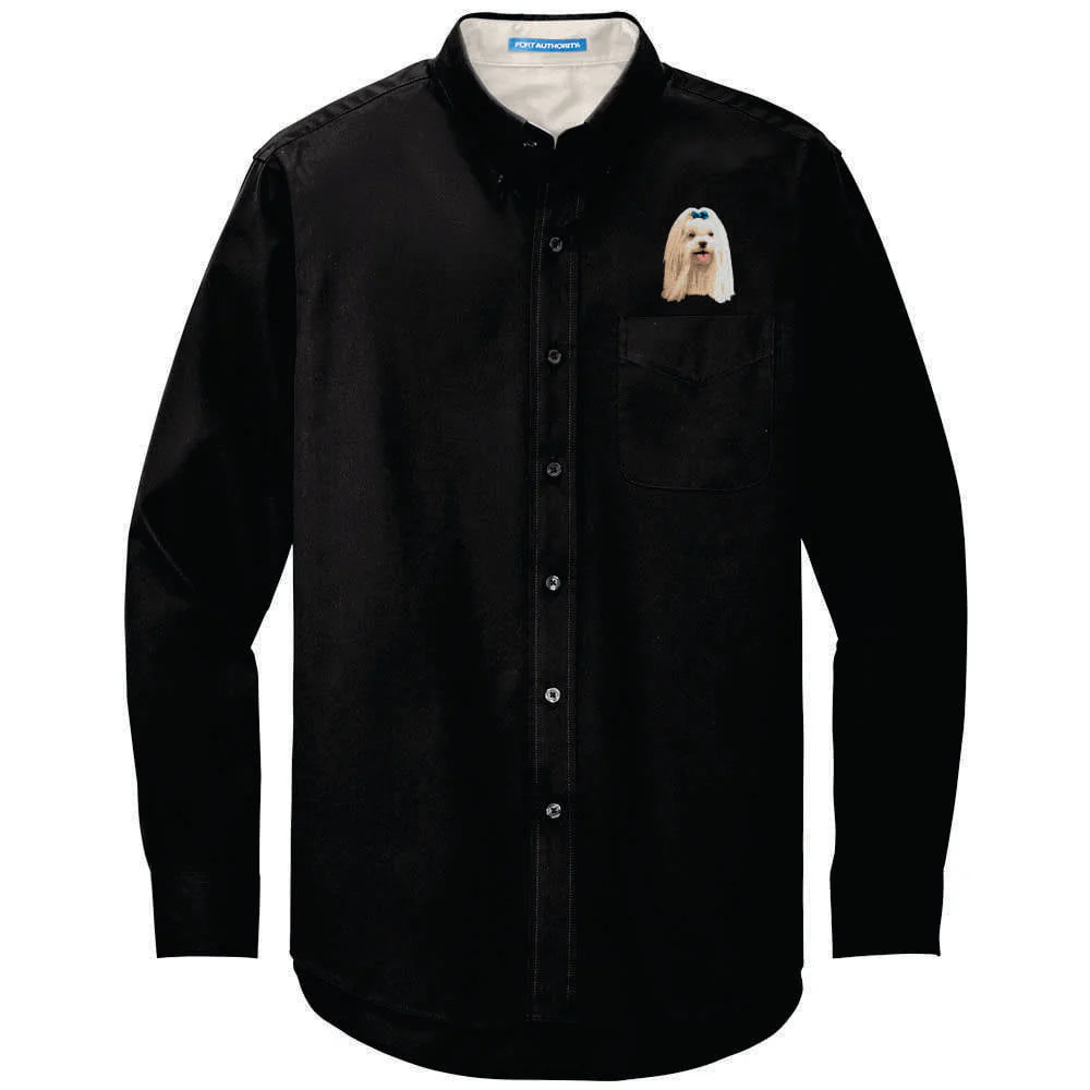 Maltese Embroidered Long Sleeve Button Up Shirt - Image 3