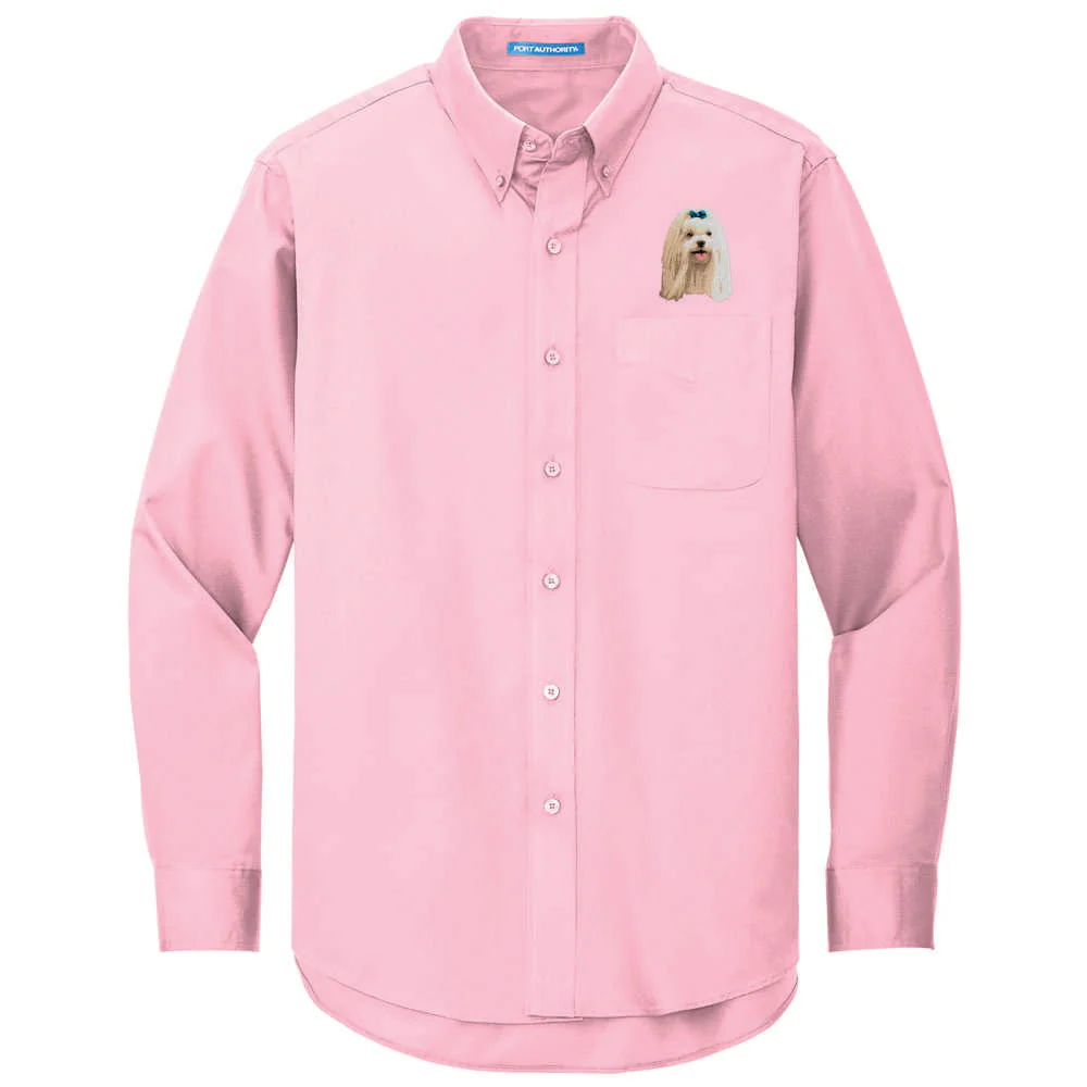 Maltese Embroidered Long Sleeve Button Up Shirt - Image 4