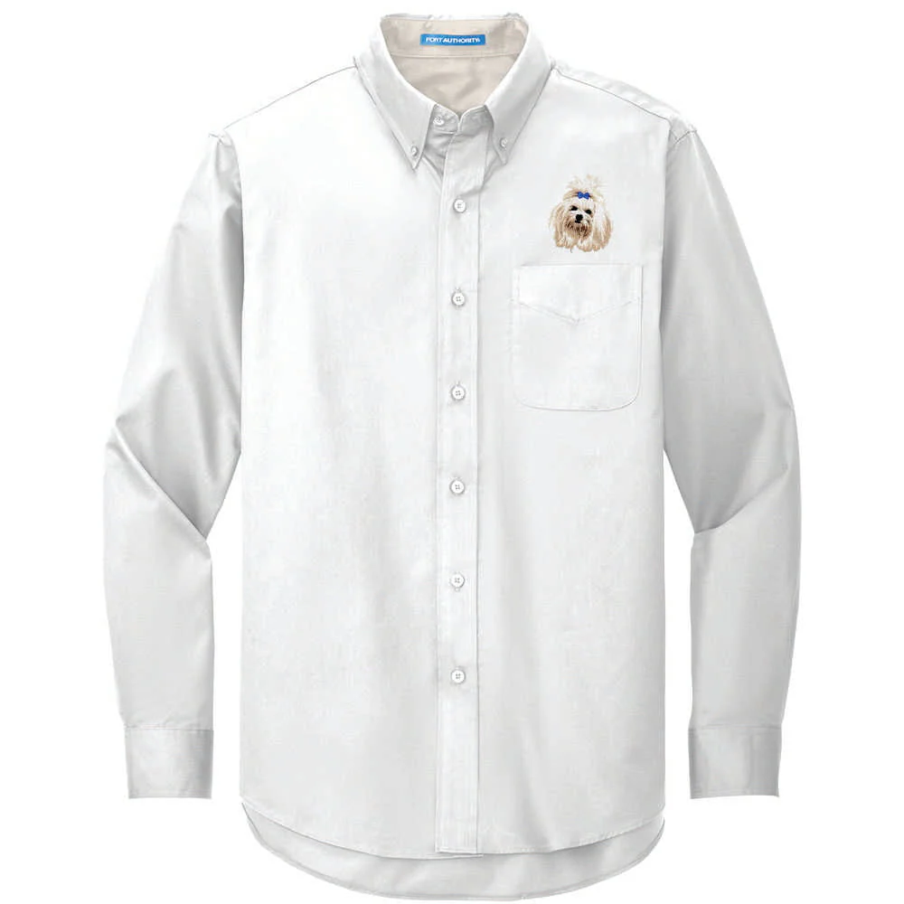 Maltese Embroidered Long Sleeve Button Up Shirt - Image 6