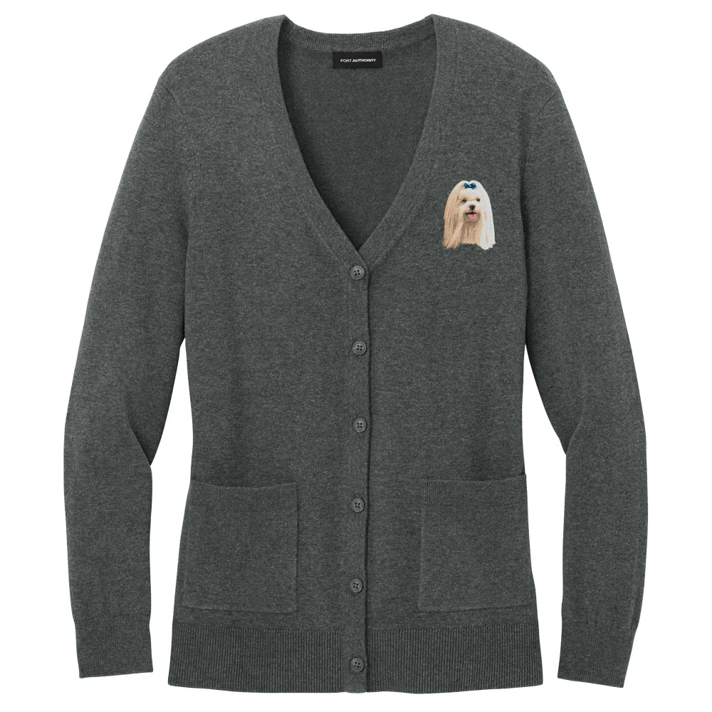 Maltese Embroidered Button-Up Cardigan Sweater