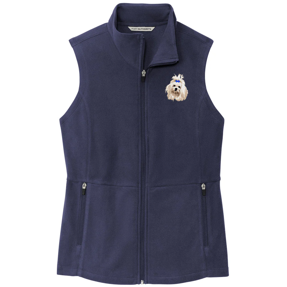 Maltese Embroidered Women's Fleece Vest - Image 2