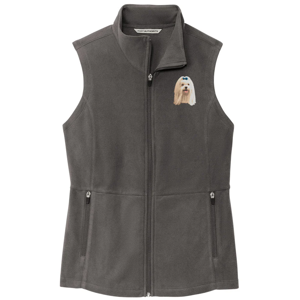 Maltese Embroidered Women's Fleece Vest - Image 3