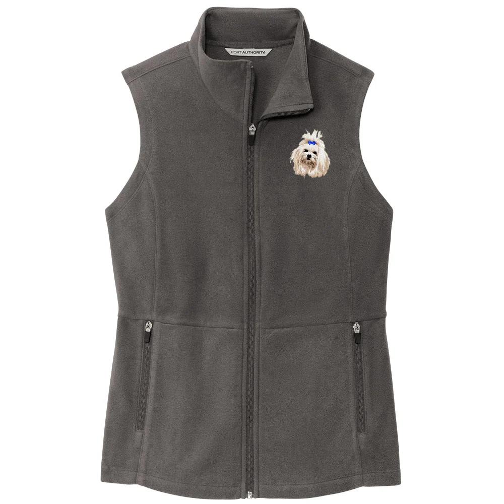 Maltese Embroidered Women's Fleece Vest - Image 4