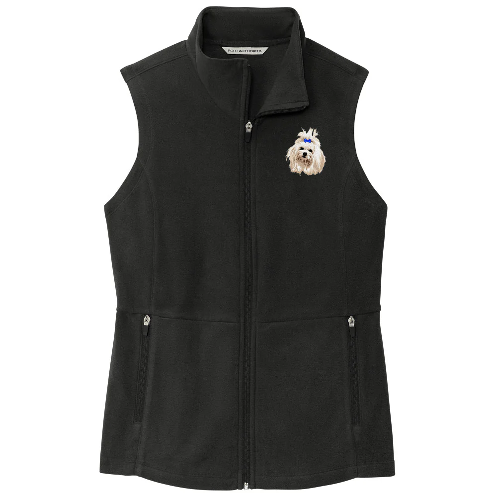 Maltese Embroidered Women's Fleece Vest - Image 6