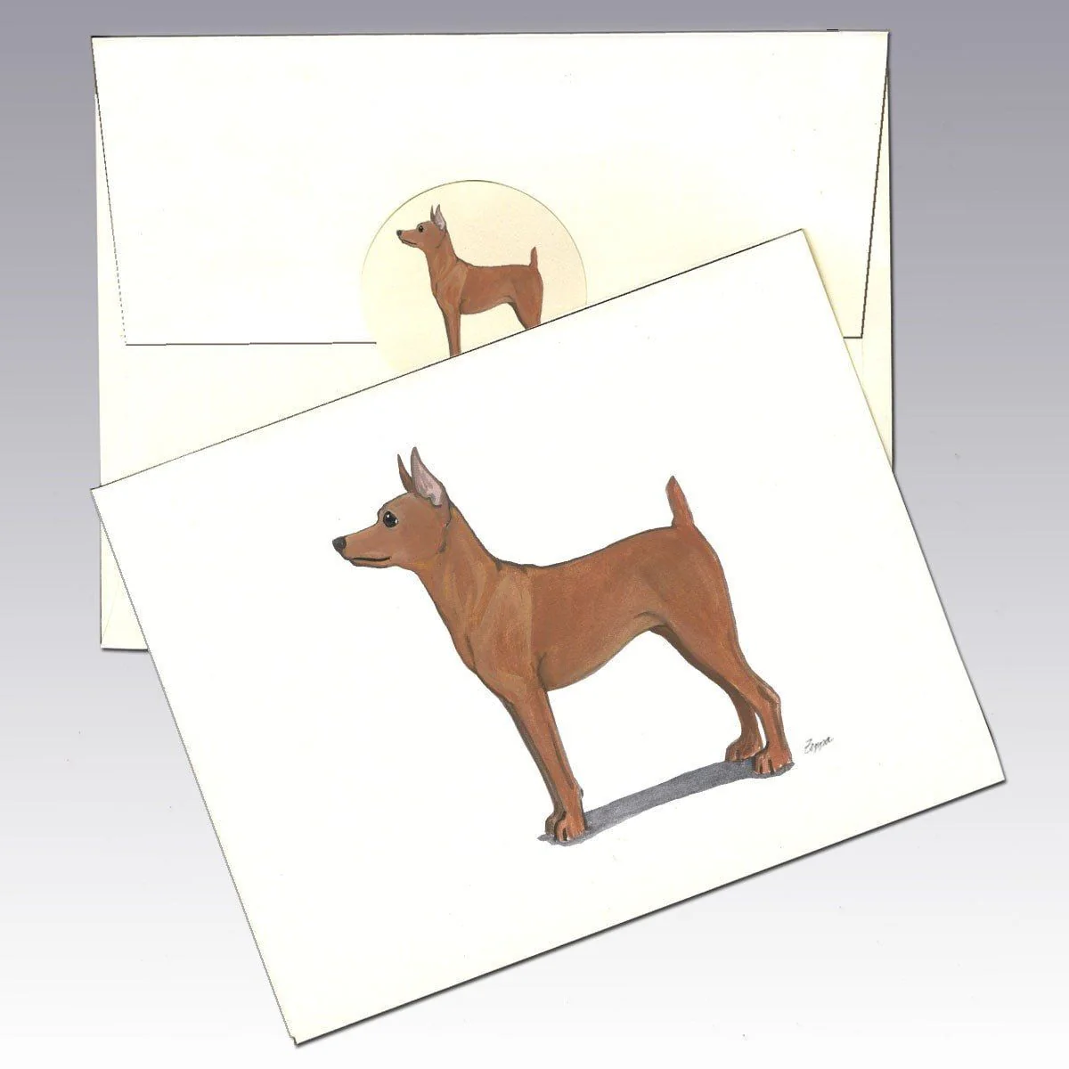 Miniature Pinscher Red Note Cards