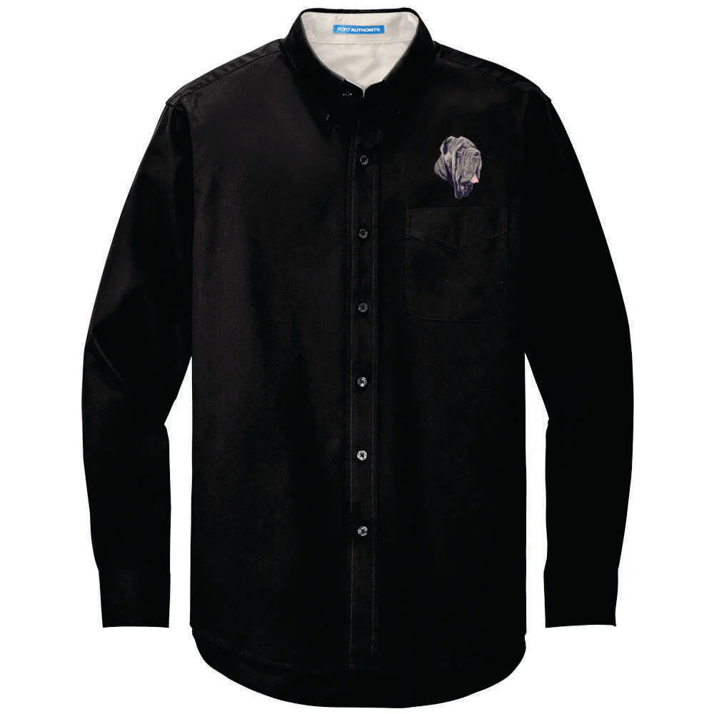 Neapolitan Mastiff Embroidered Long Sleeve Button Up Shirt - Image 3