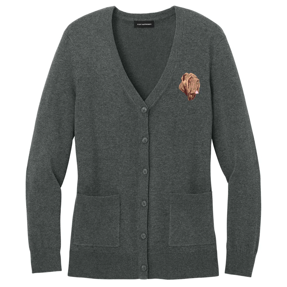 Neapolitan Mastiff Embroidered Button-Up Cardigan Sweater - Image 2