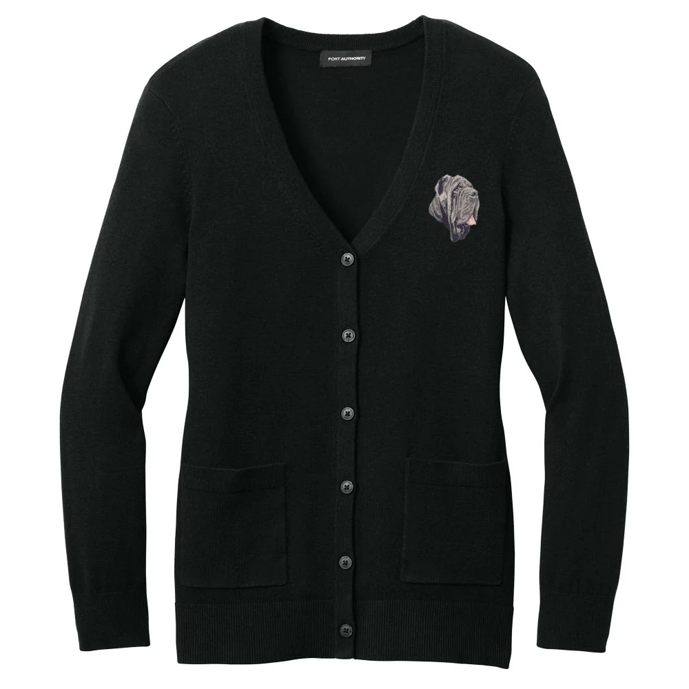 Neapolitan Mastiff Embroidered Button-Up Cardigan Sweater - Image 3