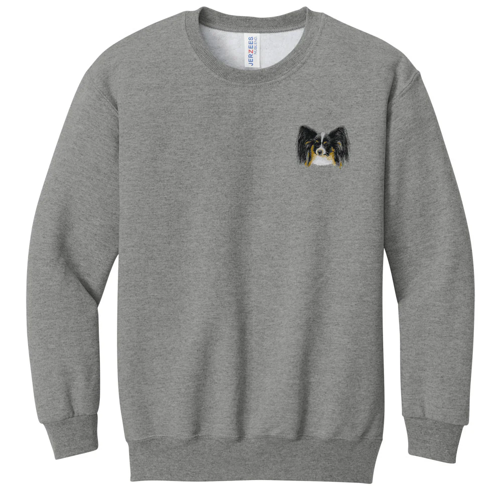 Papillon Embroidered Youth Crewneck Sweatshirt