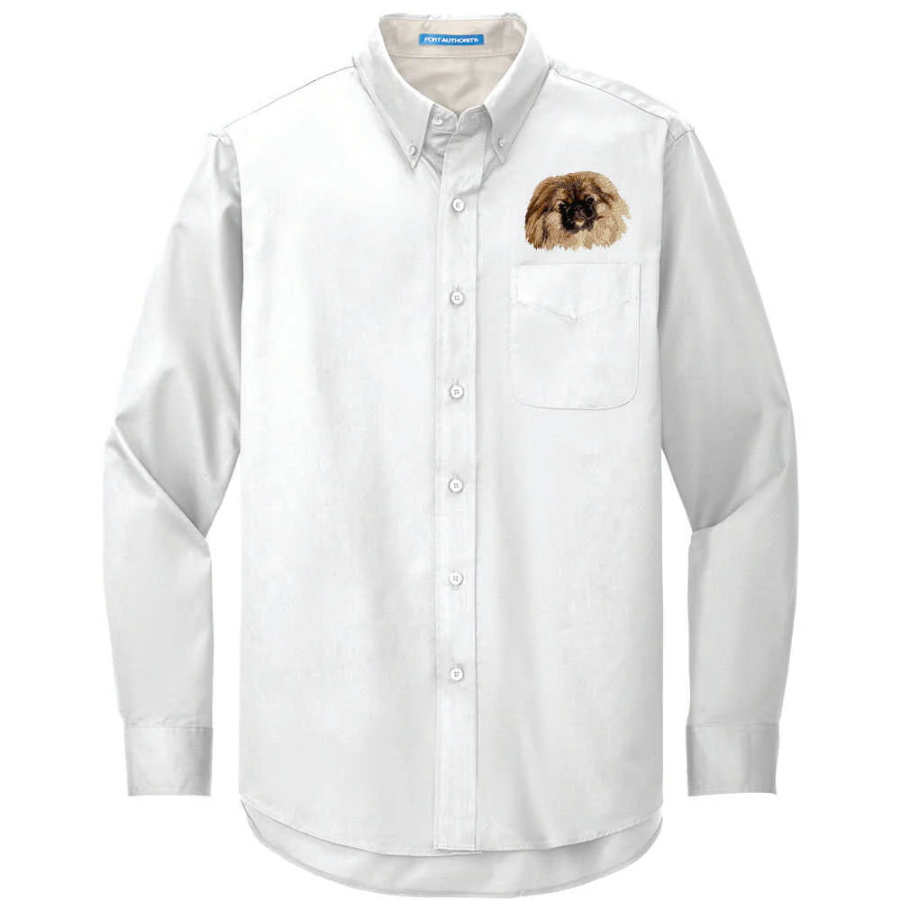 Pekingese Embroidered Long Sleeve Button Up Shirt - Image 2