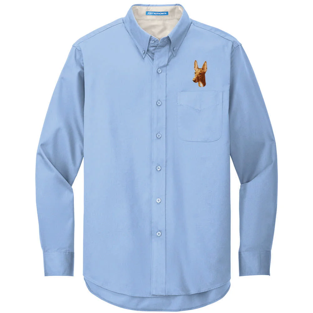 Pharaoh Hound Embroidered Long Sleeve Button Up Shirt