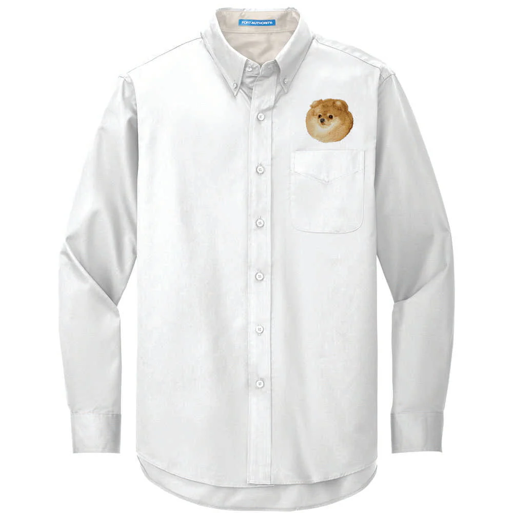 Pomeranian Embroidered Long Sleeve Button Up Shirt - Image 2
