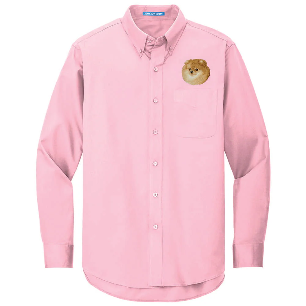 Pomeranian Embroidered Long Sleeve Button Up Shirt - Image 4