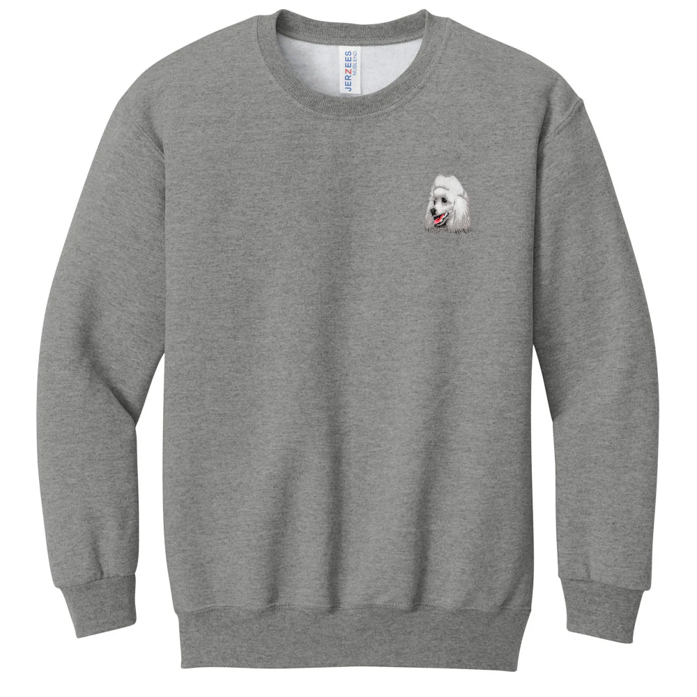 Poodle Embroidered Youth Crewneck Sweatshirt