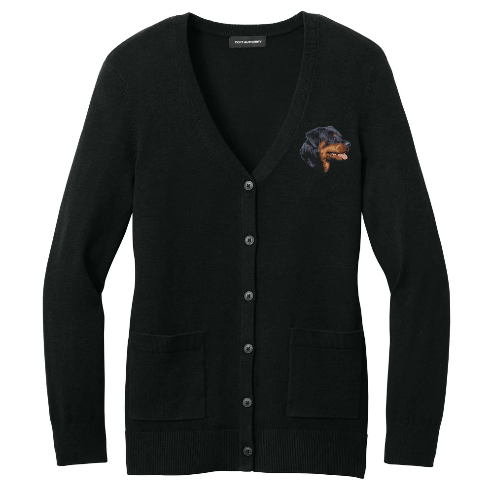 Rottweiler Embroidered Button-Up Cardigan Sweater - Image 2