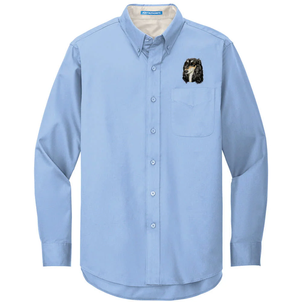 Saluki Embroidered Long Sleeve Button Up Shirt