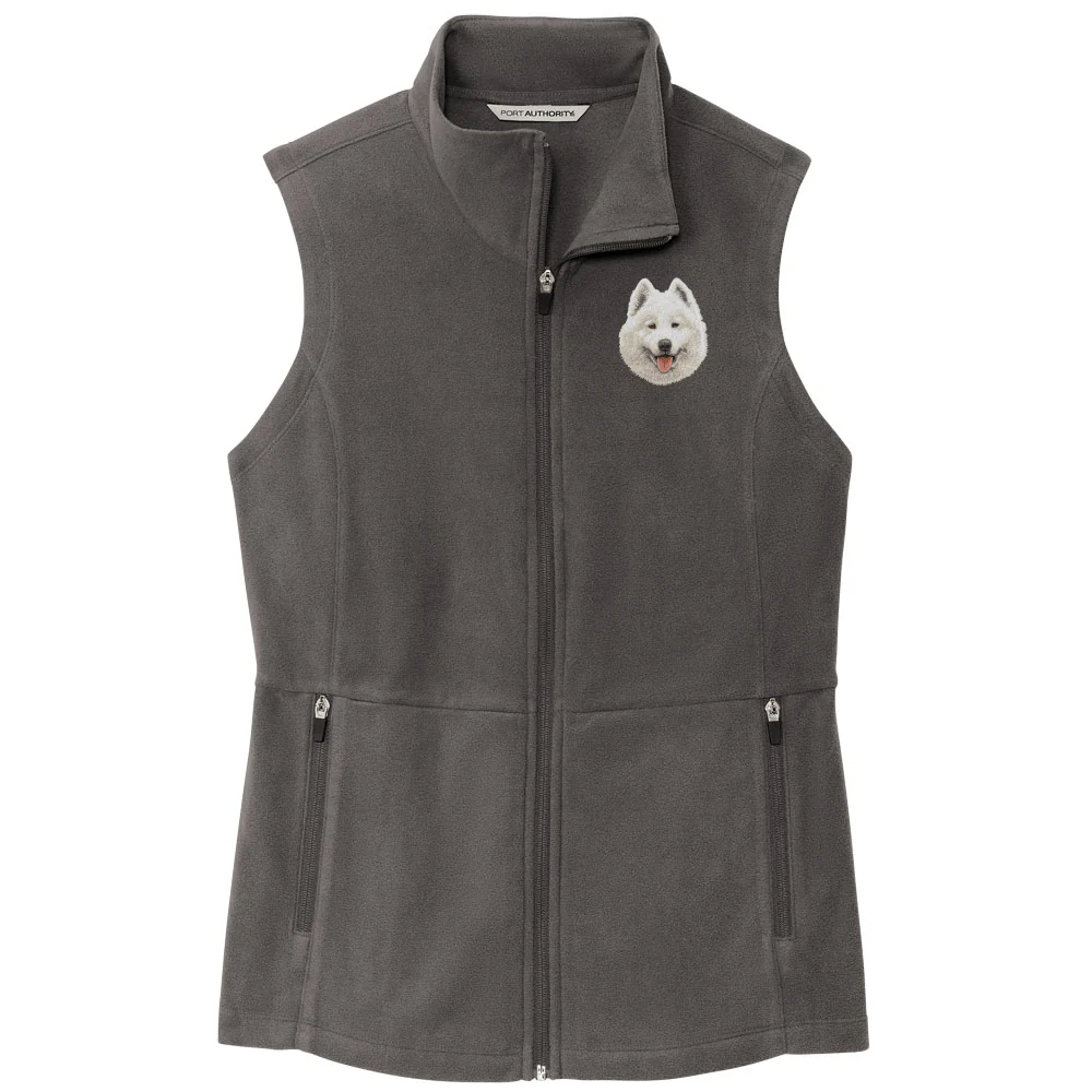 Samoyed Embroidered Women's Fleece Vest - Image 2