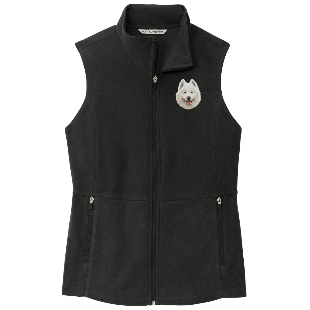 Samoyed Embroidered Women's Fleece Vest - Image 3