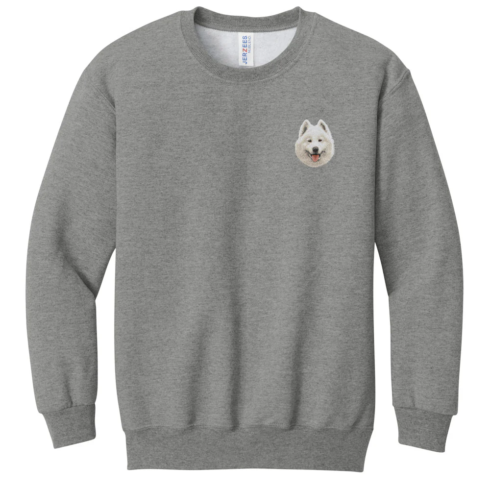 Samoyed Embroidered Youth Crewneck Sweatshirt