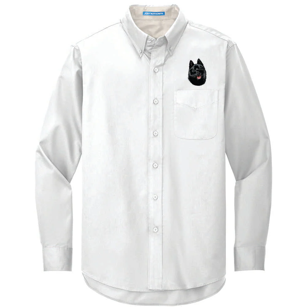 Schipperke Embroidered Long Sleeve Button Up Shirt - Image 2