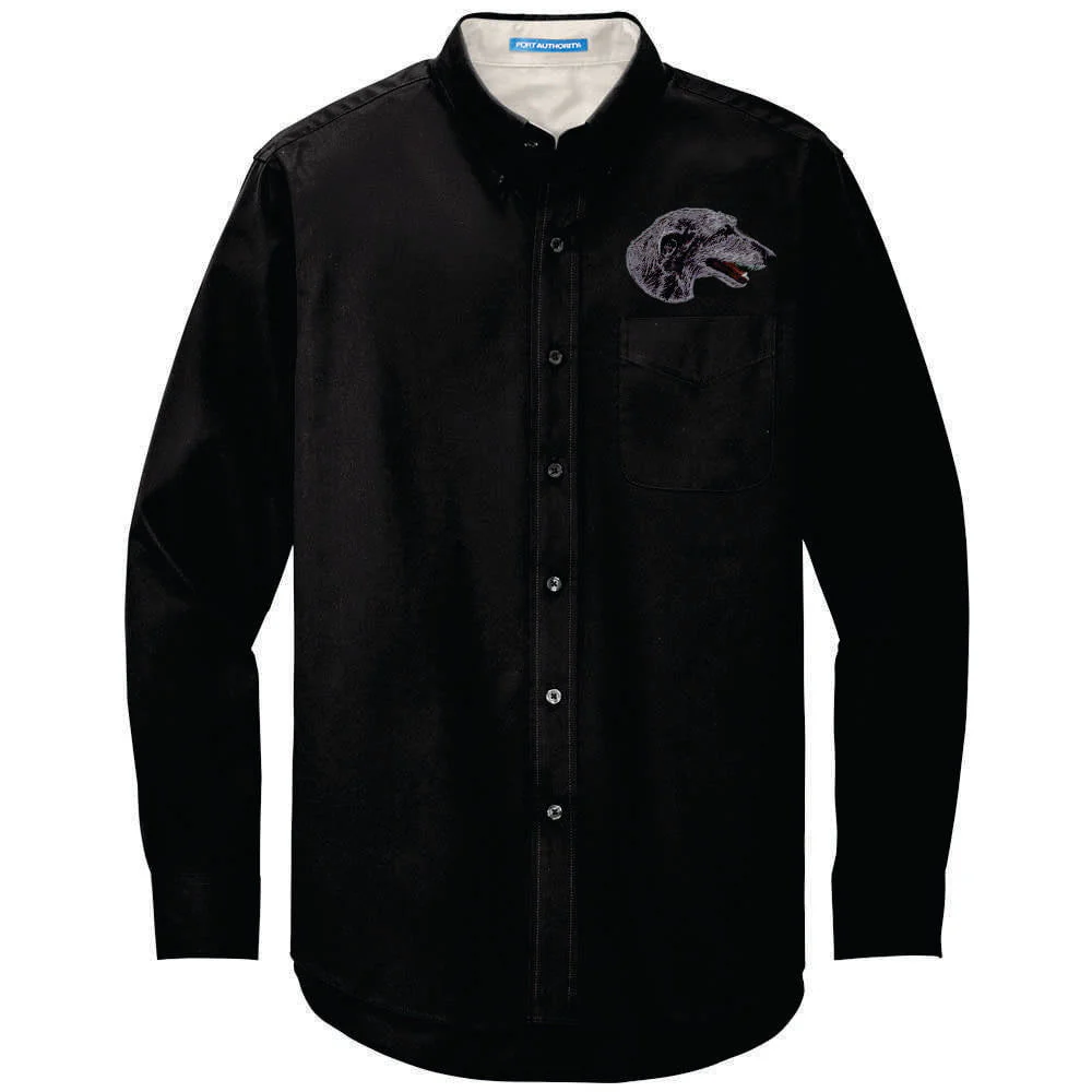 Scottish Deerhound Embroidered Long Sleeve Button Up Shirt - Image 3