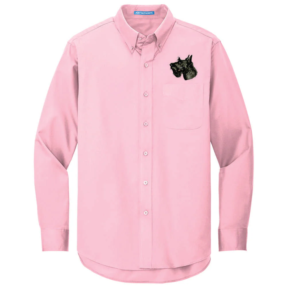 Scottish Terrier Embroidered Long Sleeve Button Up Shirt - Image 4