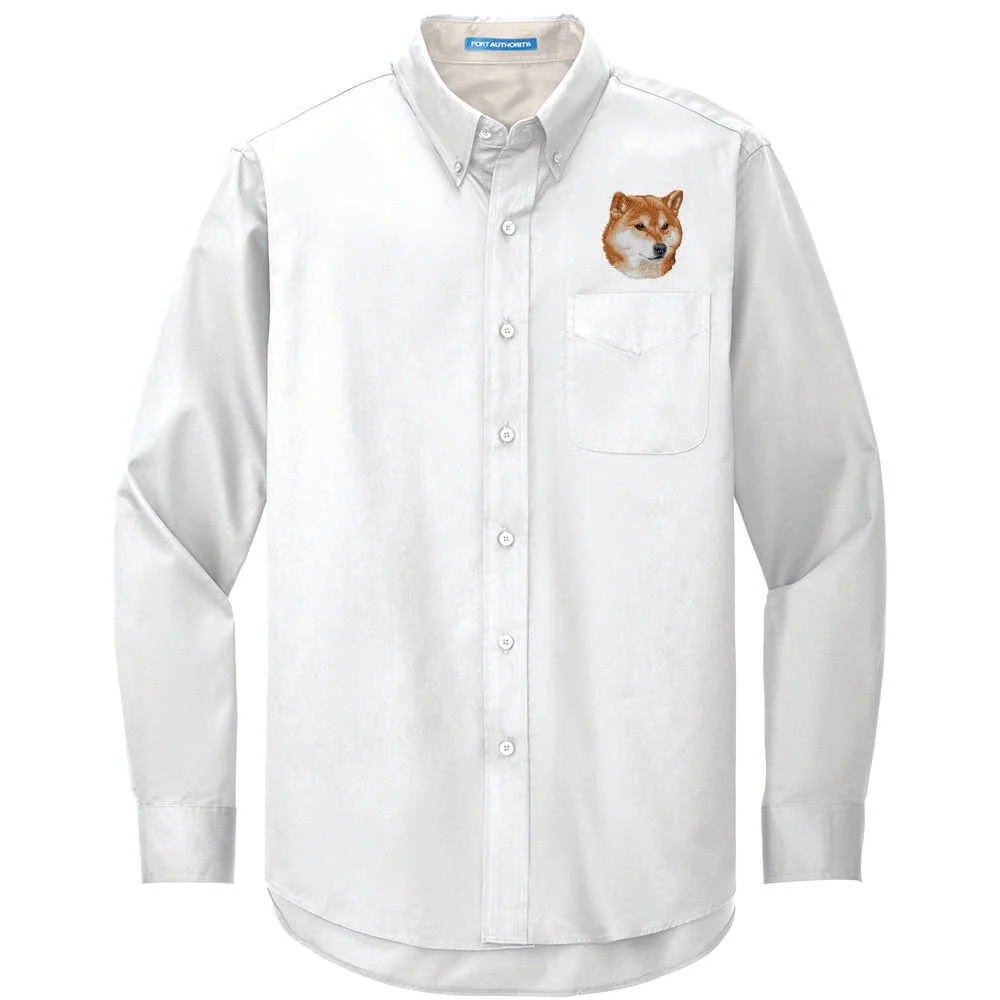 Shiba Inu Embroidered Long Sleeve Button Up Shirt - Image 2