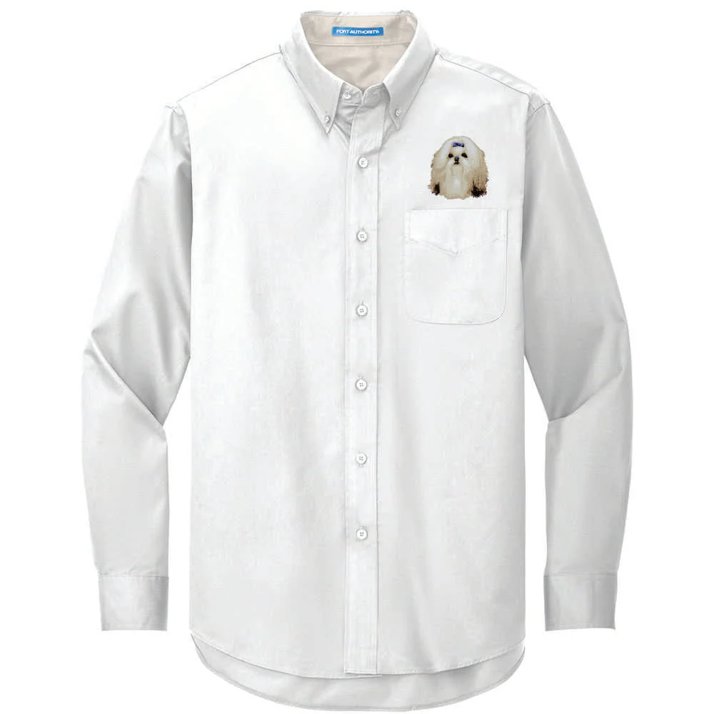 Shih Tzu Embroidered Long Sleeve Button Up Shirt - Image 2