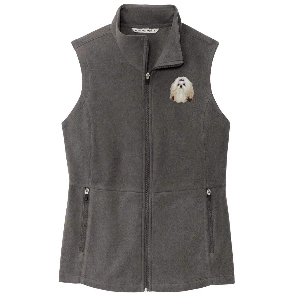 Shih Tzu Embroidered Women's Fleece Vest - Image 2