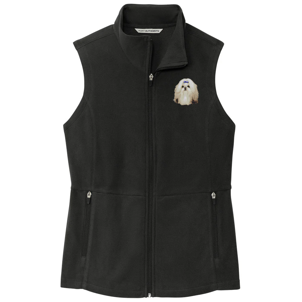 Shih Tzu Embroidered Women's Fleece Vest - Image 3