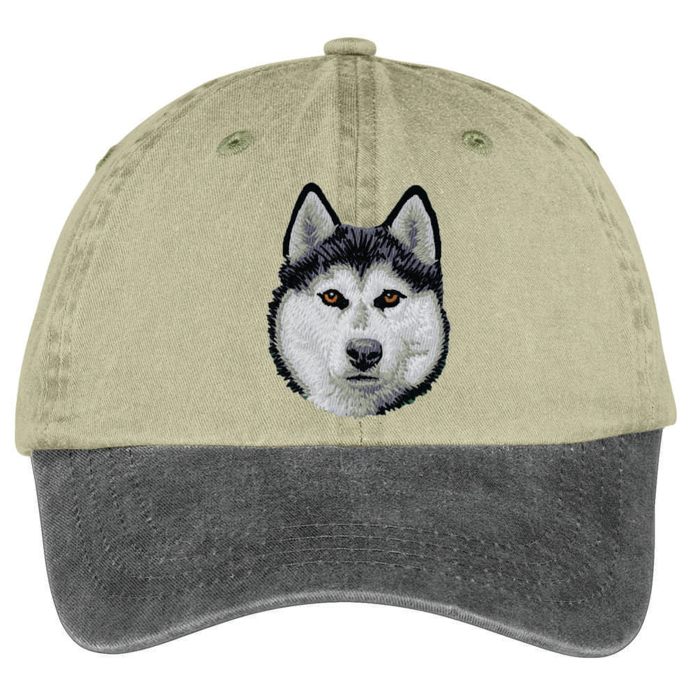 Siberian Husky  Embroidered Two Tone Baseball Cap - Image 2