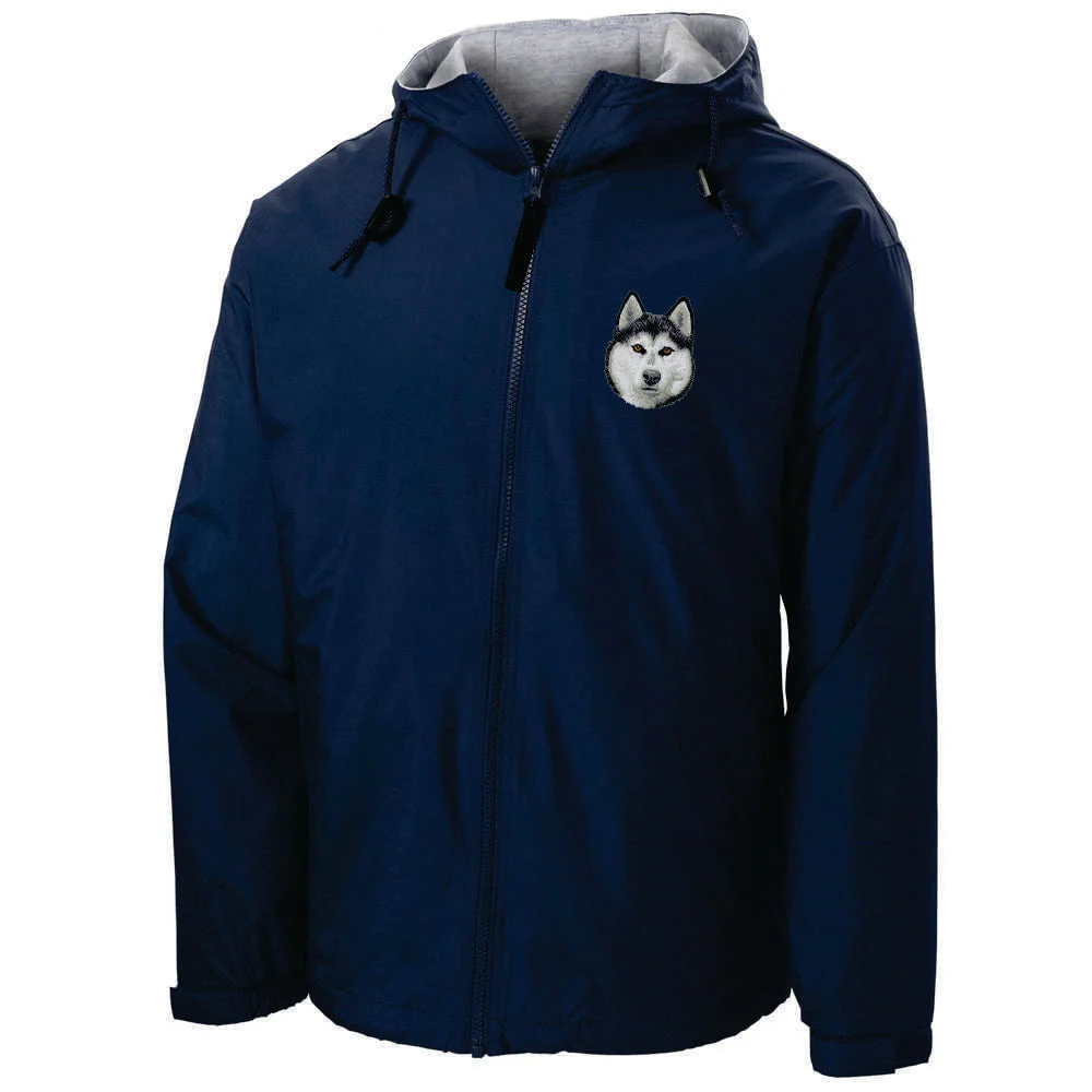 Siberian Husky Embroidered Hooded Jacket