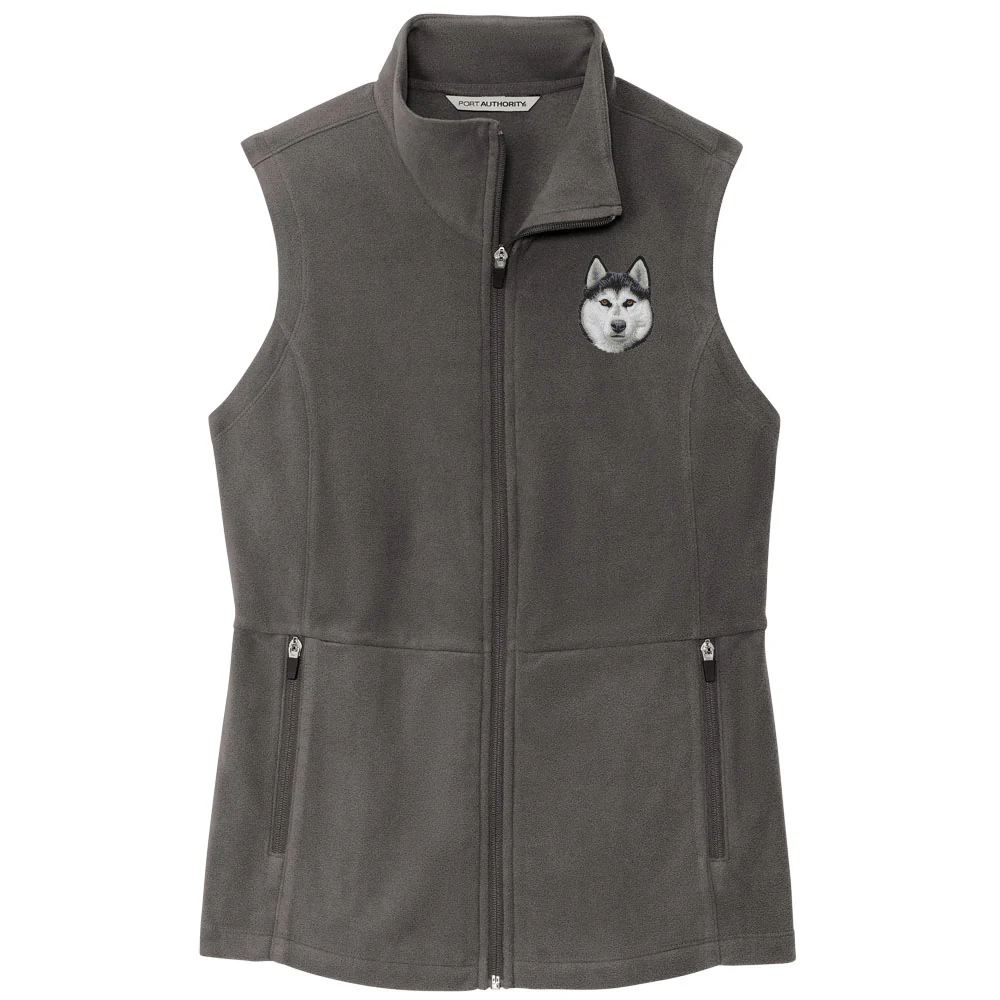 Siberian Husky Embroidered Women's Fleece Vest - Image 2