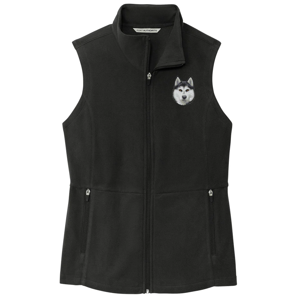 Siberian Husky Embroidered Women's Fleece Vest - Image 3