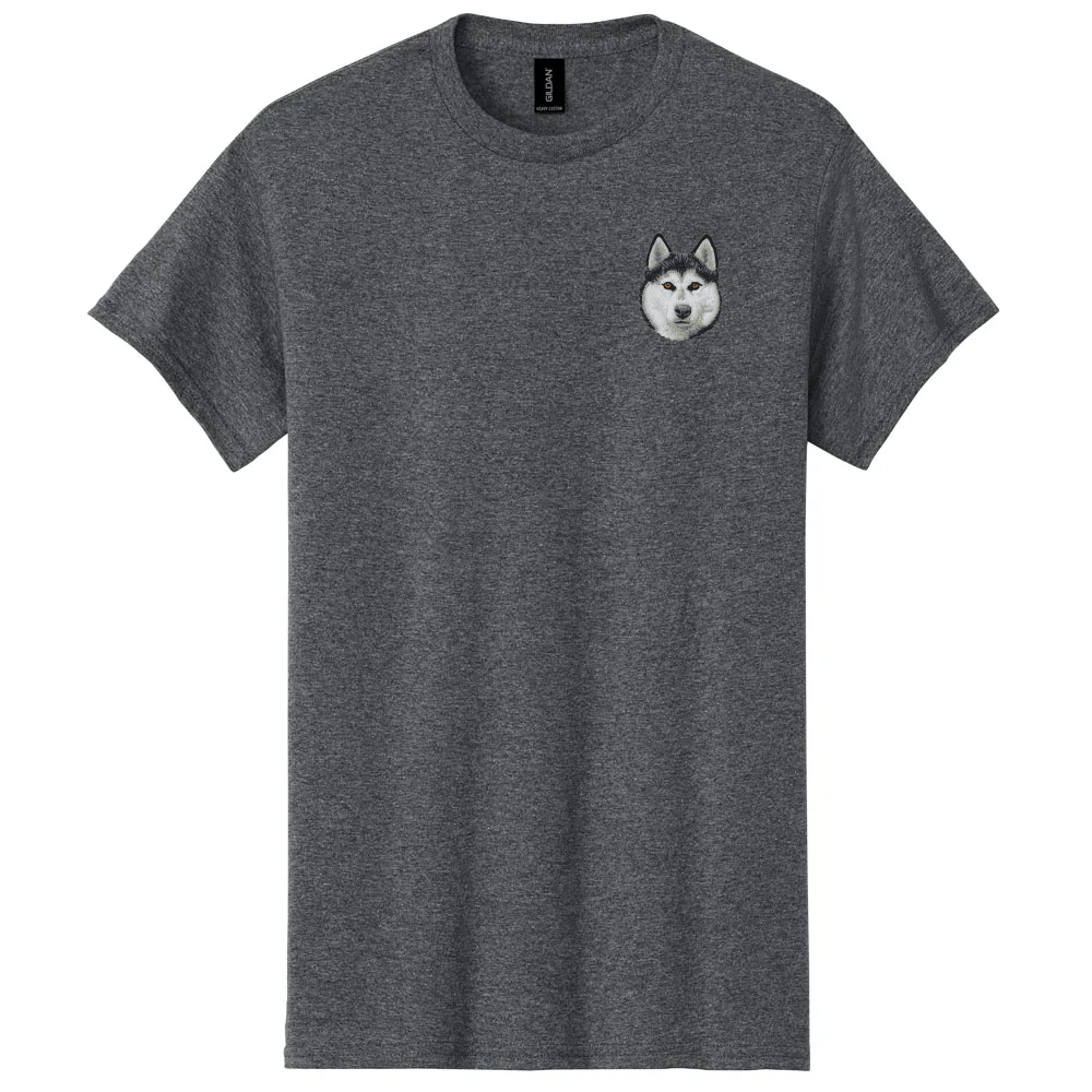 Siberian Husky Embroidered Men's T-Shirt - Image 2